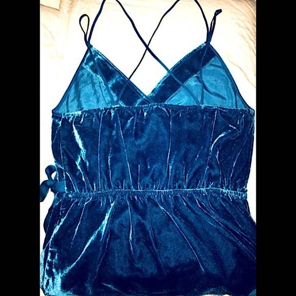 Express Velvety Luxe Ribbon-Wrapped Cami in Teal & Cross Strapped Back XS-M NWT - Picture 5 of 7